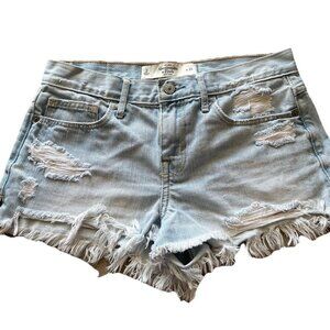 Abercrombie&Fitch ShortsSize 2 W 26 Blue Denim Distressed Frayed Hem Light Wash